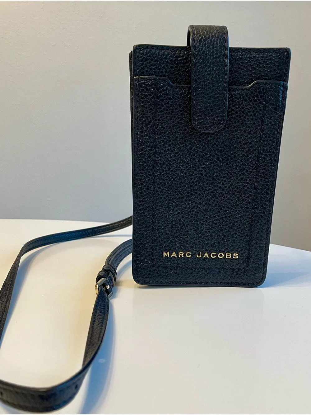 Marc Jacobs Black Pebbled Leather Crossbody Phone Card Case